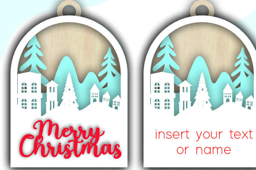 Σετ των 3 Intra απο ξύλο plywood 3mm-4mm πάχος Χριστουγεννιάτικη 3d Layered Δίασταση 8x8 cm INTRAFABR-79990264