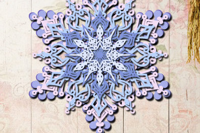 Σετ των 2 Intra απο ξύλο plywood 3mm-4mm πάχος Χριστουγεννιάτικη 3D Layered Snowflake 1068 Δίασταση 15x15 cm INTRAFABR-106687644