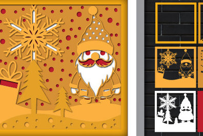 Σετ των 2 Intra απο ξύλο plywood 3mm-4mm πάχος Χριστουγεννιάτικο 3d Shadow Box Δίασταση 25x25 cm INTRAFABR-79755956