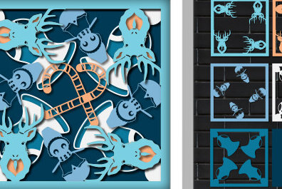 Σετ των 3 Intra απο ξύλο plywood 3mm-4mm πάχος Χριστουγεννιάτικο 3d Shadow Box Δίασταση 25x25 cm INTRAFABR-79755972