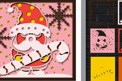 Σετ των 2 Intra απο ξύλο plywood 3mm-4mm πάχος Χριστουγεννιάτικο 3d Shadow Box Δίασταση 25x25 cm INTRAFABR-79755913