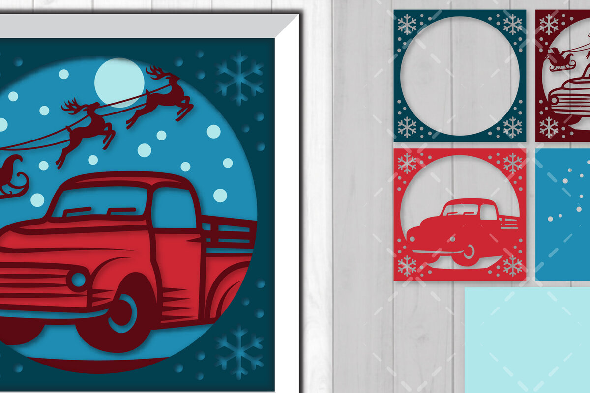 Intra απο ξύλο plywood 3mm-4mm πάχος Χριστουγεννιάτικο τρισδιάστατο κουτί σκιών με στρώσεις χαρτόκουτο Δίασταση 30x20 cm INTRAFABR-85749478