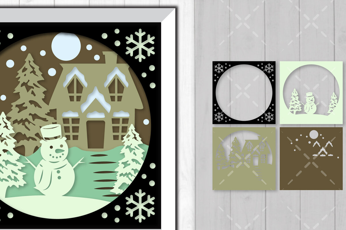 Intra απο ξύλο plywood 3mm-4mm πάχος Χριστουγεννιάτικο τρισδιάστατο κουτί σκιών με στρώσεις χαρτόκουτο Δίασταση 30x20 cm INTRAFABR-85749688