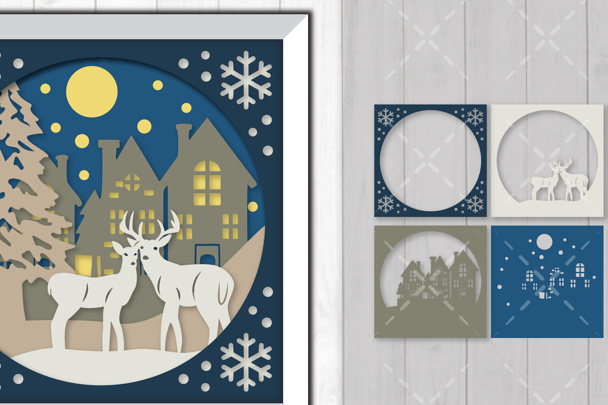 Intra απο ξύλο plywood 3mm-4mm πάχος Χριστουγεννιάτικο τρισδιάστατο κουτί σκιών με στρώσεις χαρτόκουτο Δίασταση 30x20 cm INTRAFABR-85749859