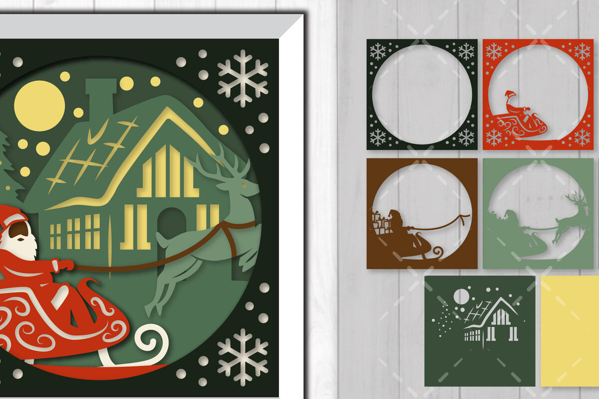 Intra απο ξύλο plywood 3mm-4mm πάχος Χριστουγεννιάτικο τρισδιάστατο κουτί σκιών με στρώσεις χαρτόκουτο Δίασταση 30x20 cm INTRAFABR-85749886