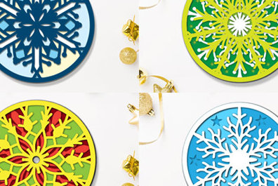 Σετ των 3 Intra απο ξύλο plywood 3mm-4mm πάχος Χριστουγεννιάτικο 3d Snowflake Cut  Set Δίασταση 8x8 cm INTRAFABR-78163971