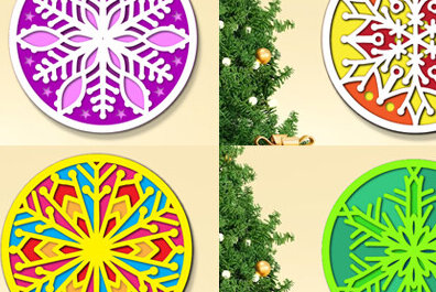 Σετ των 3 Intra απο ξύλο plywood 3mm-4mm πάχος Χριστουγεννιάτικο 3d Snowflake Cut  Set Δίασταση 8x8 cm INTRAFABR-78163965