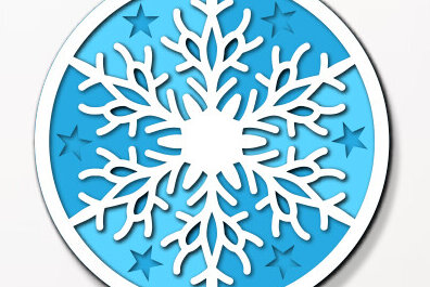 Σετ των 3 Intra απο ξύλο plywood 3mm-4mm πάχος Χριστουγεννιάτικο τρισδιάστατο Snowflake Δίασταση 8x8 cm INTRAFABR-77595805