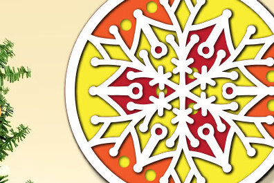 Σετ των 3 Intra απο ξύλο plywood 3mm-4mm πάχος Χριστουγεννιάτικο τρισδιάστατο Snowflake Δίασταση 8x8 cm INTRAFABR-77595774