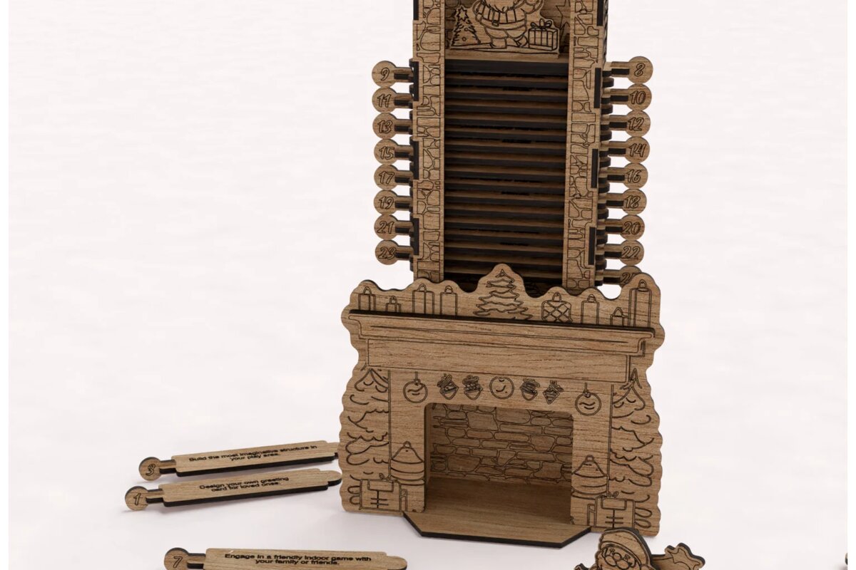 Σετ των 2 Intra απο ξύλο plywood 3mm-4mm πάχος κοπής με λέιζερ Christmas Advent Calendar Δίασταση 15x15 cm INTRAFABR-104605112