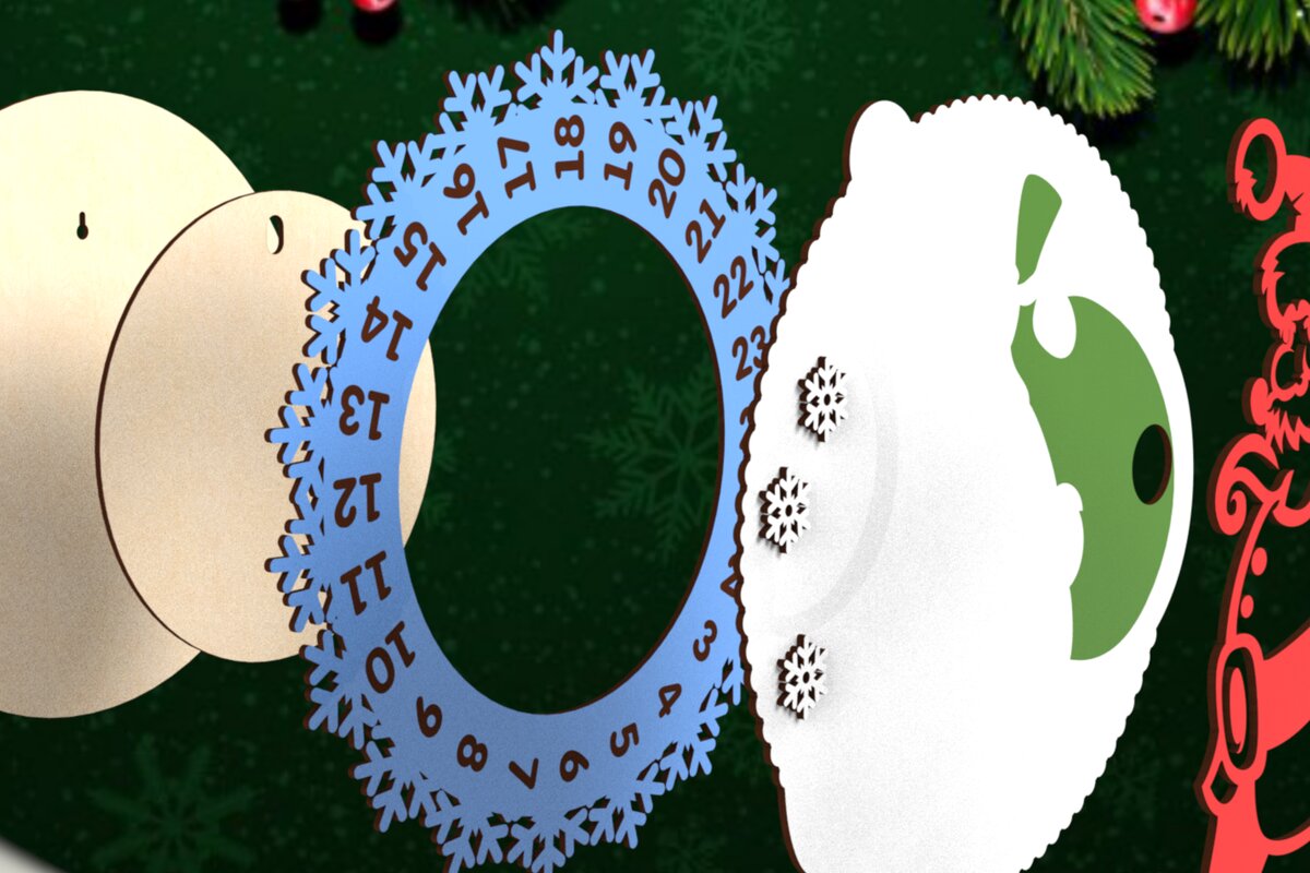 Σετ των 3 Intra απο ξύλο plywood 3mm-4mm πάχος Christmas Advent Calendar  Δίασταση 11x11 cm INTRAFABR-108097303