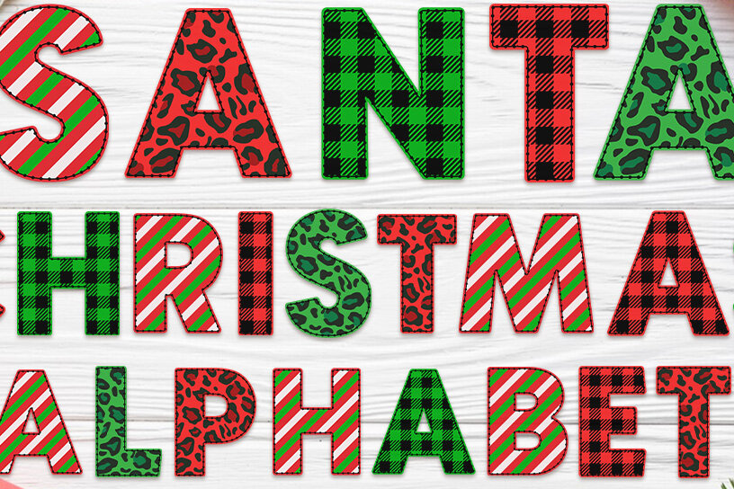 Intra απο ξύλο plywood 3mm-4mm πάχος Χριστουγεννιάτικο Alphabet Doodle Clipart Santa Δίασταση 20x30 cm INTRAFABR-81042149