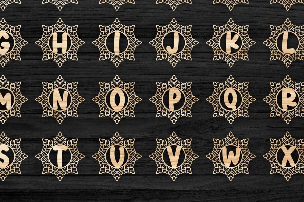 Σετ των 3 Intra απο ξύλο plywood 3mm-4mm πάχος Μονόγραμμα κοπής με λέιζερ Χριστουγεννιάτικο αλφάβητο Δίασταση 8x8 cm INTRAFABR-39619570