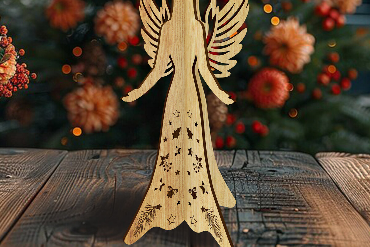 Σετ των 2 Intra απο ξύλο plywood 3mm-4mm πάχος Χριστουγεννιάτικος Άγγελος Δίασταση 15x15 cm INTRAFABR-111942018