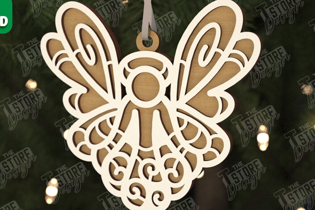 Intra απο ξύλο plywood 3mm-4mm πάχος Χριστουγεννιάτικος Άγγελος |Παιχνίδι Χριστουγεννιάτικου Δέντρου| CNC Δίασταση 15x15 cm INTRAFABR-106601848