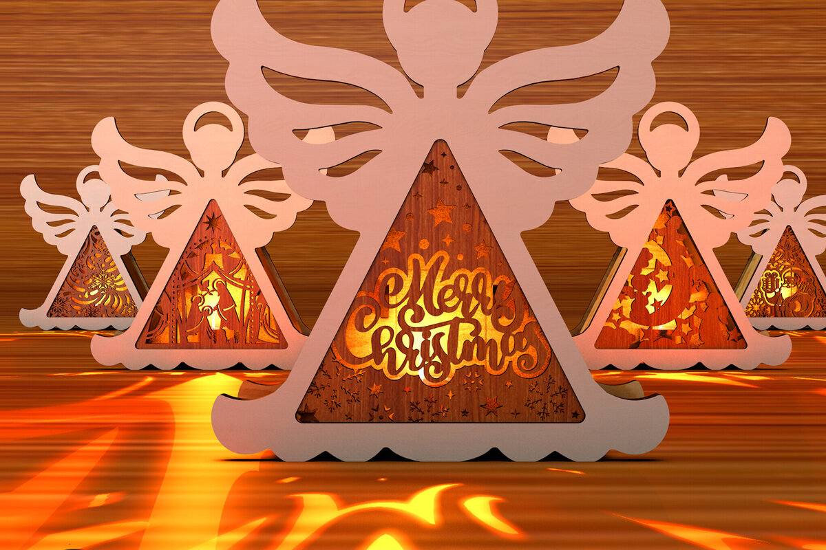 Σετ των 3 Intra απο ξύλο plywood 3mm-4mm πάχος Χριστουγεννιάτικα Διακοσμητικά Αγγέλων Δίασταση 1x1 cm INTRAFABR-109584529