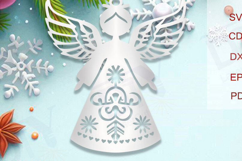 Σετ των 3 Intra απο ξύλο plywood 3mm-4mm πάχος Χριστουγεννιάτικο άγγελο λέιζερ και κοπή χαρτιού Δίασταση 4x4 cm INTRAFABR-108662379