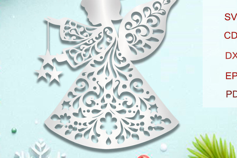 Intra απο ξύλο plywood 3mm-4mm πάχος Χριστουγεννιάτικο άγγελο λέιζερ και κοπή χαρτιού Δίασταση 30x20 cm INTRAFABR-108950364