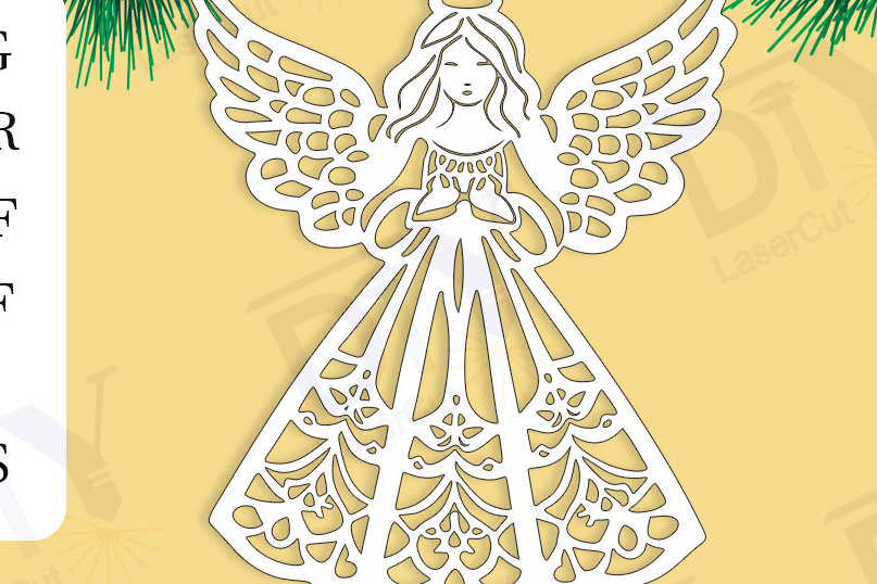 Σετ των 3 Intra απο ξύλο plywood 3mm-4mm πάχος Χριστουγεννιάτικο άγγελο λέιζερ και κοπή χαρτιού Δίασταση 4x4 cm INTRAFABR-110912183