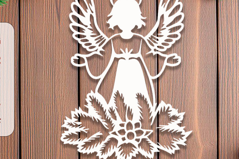 Σετ των 3 Intra απο ξύλο plywood 3mm-4mm πάχος Χριστουγεννιάτικη αγγέλου Δίασταση 8x8 cm INTRAFABR-108505007