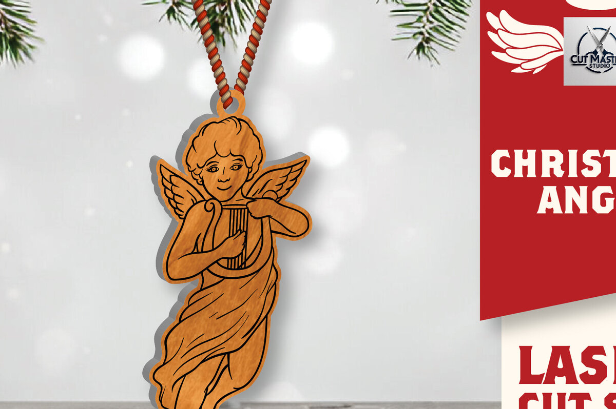 Σετ των 2 Intra απο ξύλο plywood 3mm-4mm πάχος Christmas Angel Cut  Δίασταση 15x15 cm INTRAFABR-109819686