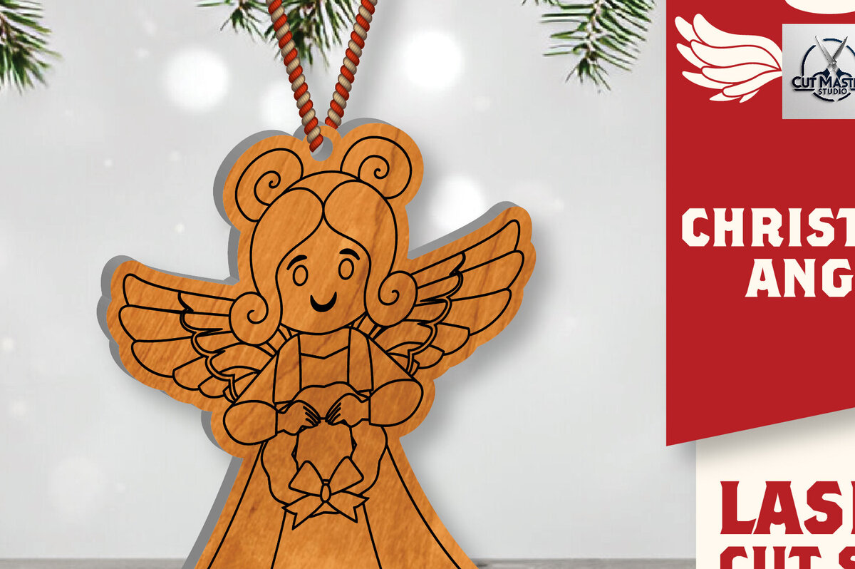 Σετ των 2 Intra απο ξύλο plywood 3mm-4mm πάχος Christmas Angel Cut  Δίασταση 15x15 cm INTRAFABR-109820023