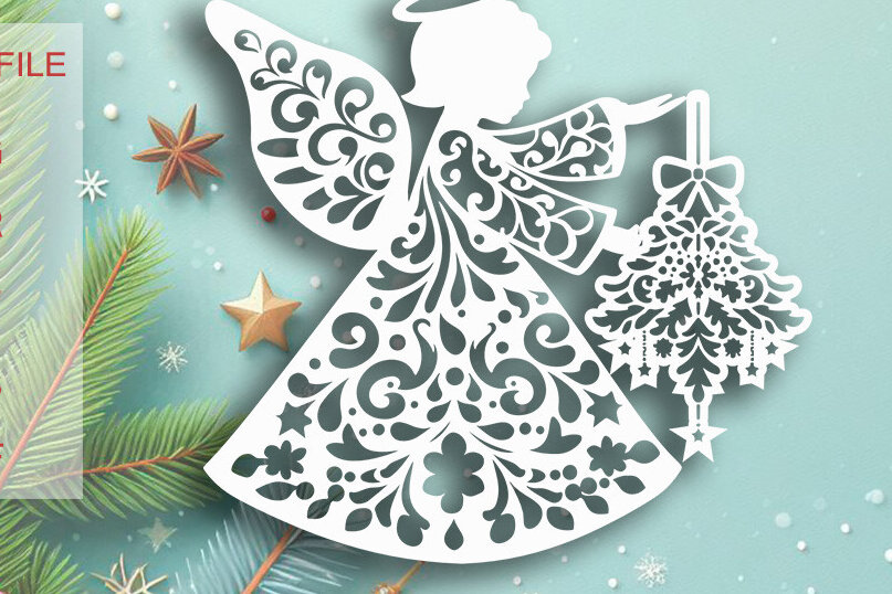 Intra απο ξύλο plywood 3mm-4mm πάχος Χριστουγεννιάτικη αγγέλου Δίασταση 30x20 cm INTRAFABR-108429834