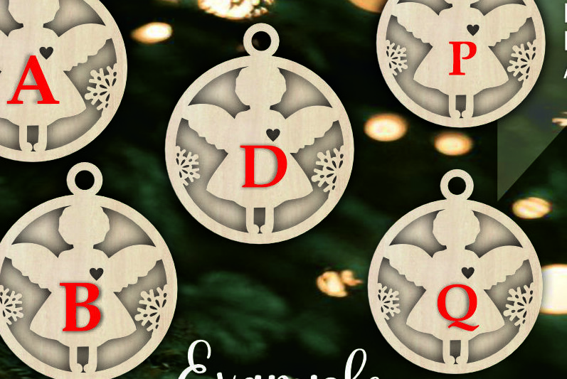 Σετ των 3 Intra απο ξύλο plywood 3mm-4mm πάχος Χριστουγεννιάτικο στολίδι με στρώμα αγγέλου  C Δίασταση 8x8 cm INTRAFABR-103475601