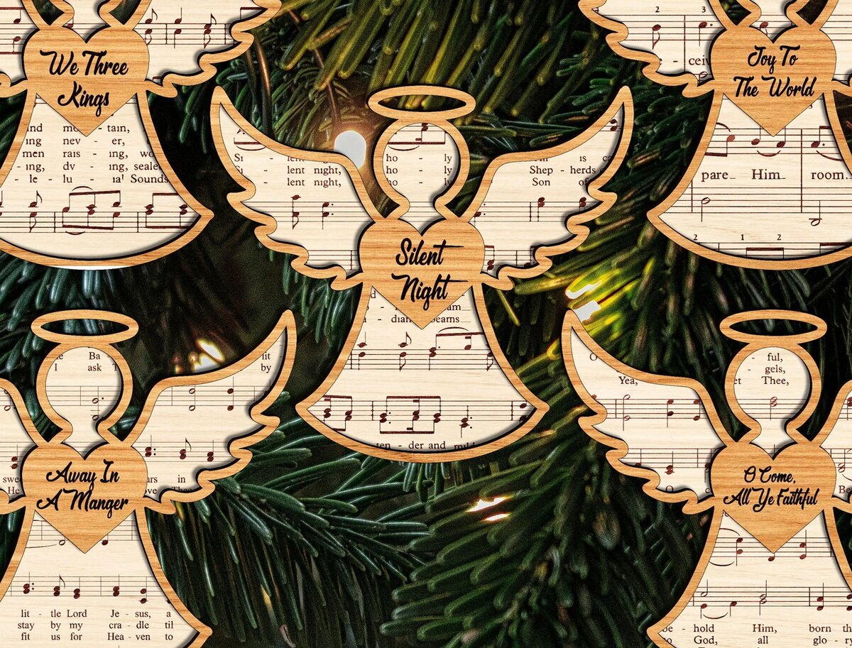 Σετ των 3 Intra απο ξύλο plywood 3mm-4mm πάχος Κοπής Χριστουγεννιάτικου Στολίδι Αγγέλου Δίασταση 8x8 cm INTRAFABR-111756458