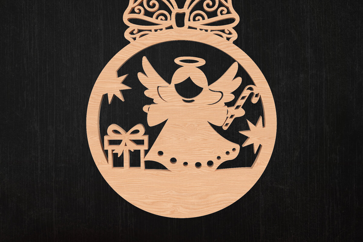 Σετ των 3 Intra απο ξύλο plywood 3mm-4mm πάχος Χριστουγεννιάτικο στολίδι αγγέλου Δίασταση 8x8 cm INTRAFABR-110388261