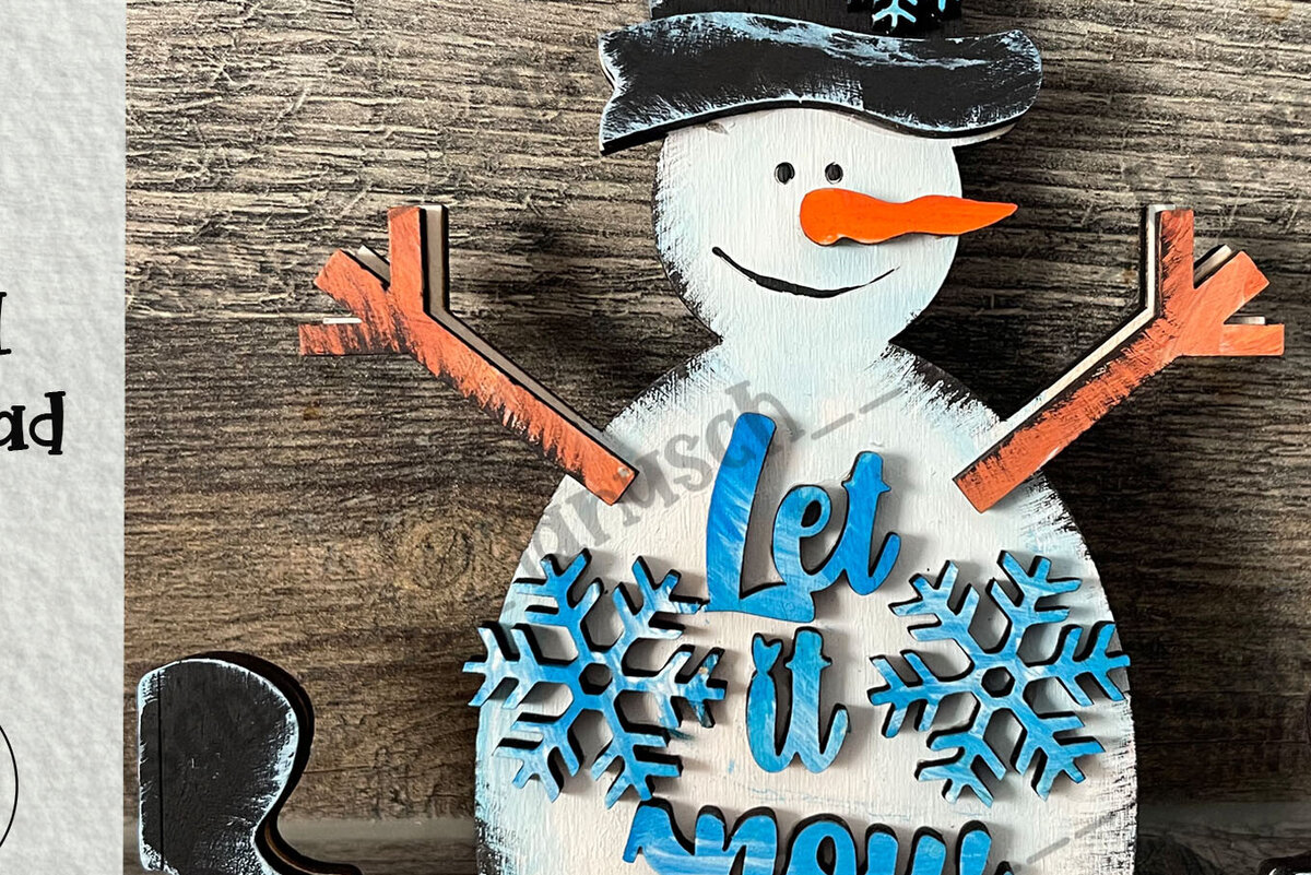 Σετ των 3 Intra απο ξύλο plywood 3mm-4mm πάχος Christmas Angel Snowman  Δίασταση 8x8 cm INTRAFABR-78909795