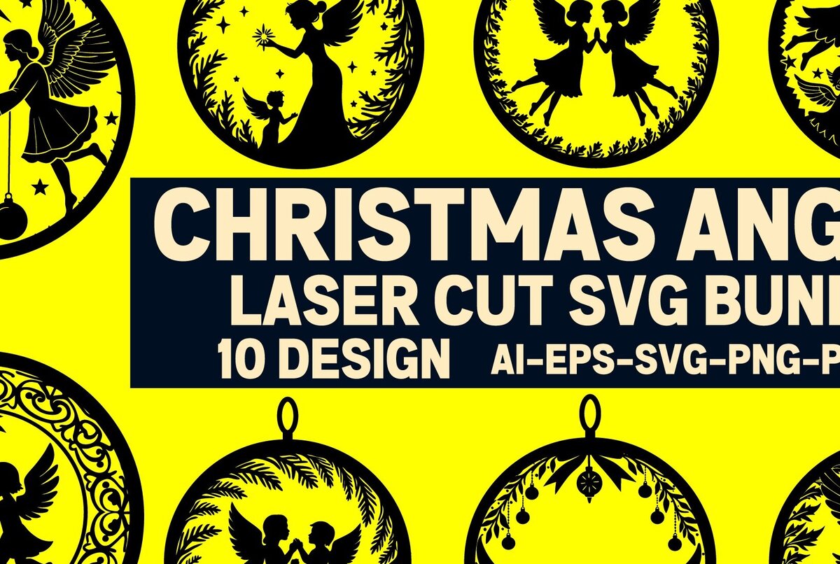 Σετ των 2 Intra απο ξύλο plywood 3mm-4mm πάχος 3 Cut Christmas Angels  Δίασταση 15x15 cm INTRAFABR-109520508