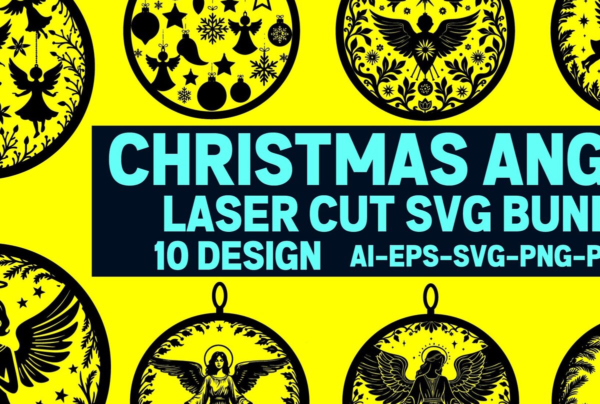 Σετ των 2 Intra απο ξύλο plywood 3mm-4mm πάχος 4 Cut Christmas Angels  Δίασταση 15x15 cm INTRAFABR-109747281