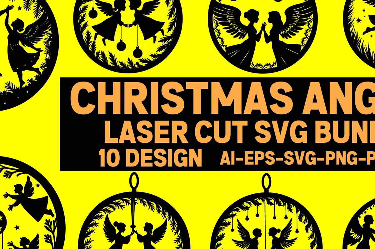 Σετ των 2 Intra απο ξύλο plywood 3mm-4mm πάχος Cut Christmas Angels Δίασταση 15x15 cm INTRAFABR-109747389