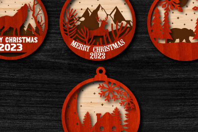 Σετ των 3 Intra απο ξύλο plywood 3mm-4mm πάχος Χριστουγεννιάτικα στολίδια ζώων Δίασταση 8x8 cm INTRAFABR-76662198