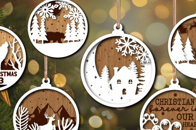 Σετ των 3 Intra απο ξύλο plywood 3mm-4mm πάχος Χριστουγεννιάτικα στολίδια ζώων Δίασταση 8x8 cm INTRAFABR-76466734