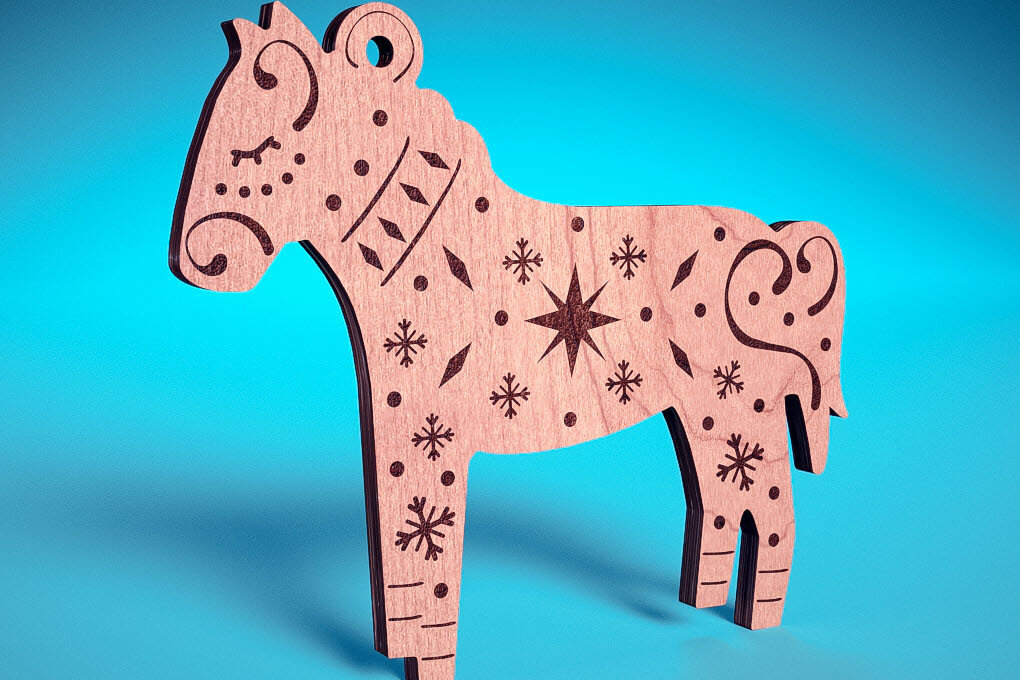 Σετ των 3 Intra απο ξύλο plywood 3mm-4mm πάχος Χριστουγεννιάτικα στολίδια ζώων με Δίασταση 8x8 cm INTRAFABR-71710068