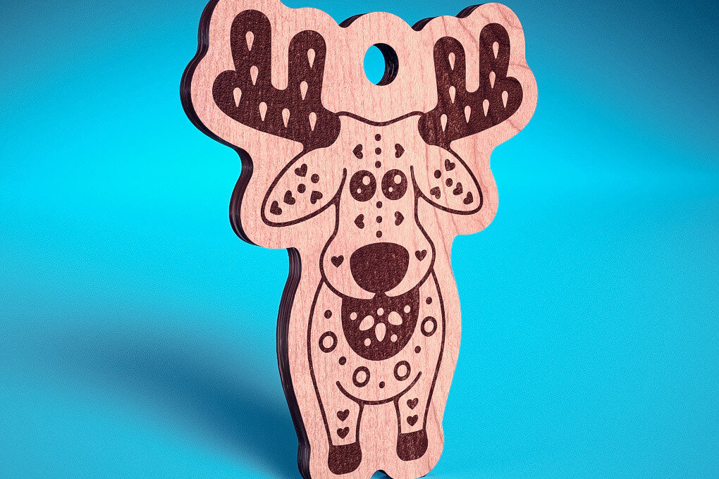 Σετ των 3 Intra απο ξύλο plywood 3mm-4mm πάχος Χριστουγεννιάτικα στολίδια ζώων με Δίασταση 8x8 cm INTRAFABR-72091659