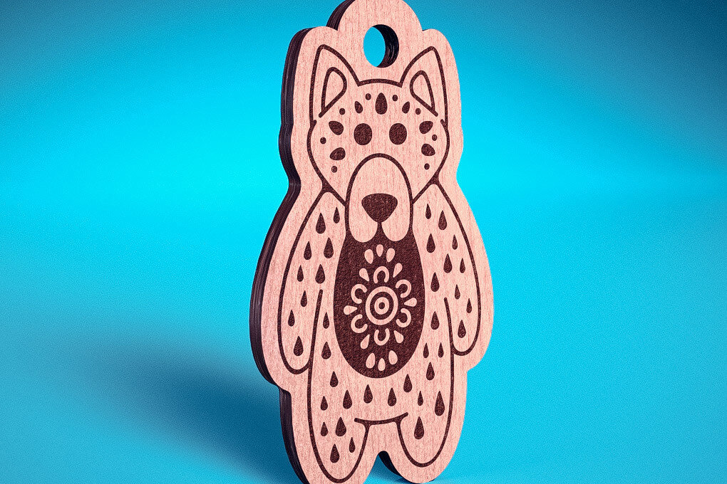 Σετ των 3 Intra απο ξύλο plywood 3mm-4mm πάχος Χριστουγεννιάτικα στολίδια ζώων με Δίασταση 8x8 cm INTRAFABR-72091677