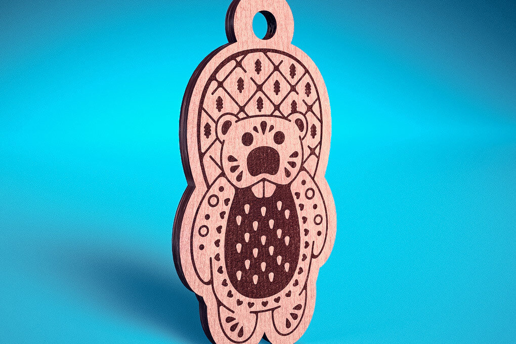 Σετ των 3 Intra απο ξύλο plywood 3mm-4mm πάχος Χριστουγεννιάτικα στολίδια ζώων με Δίασταση 8x8 cm INTRAFABR-72091737