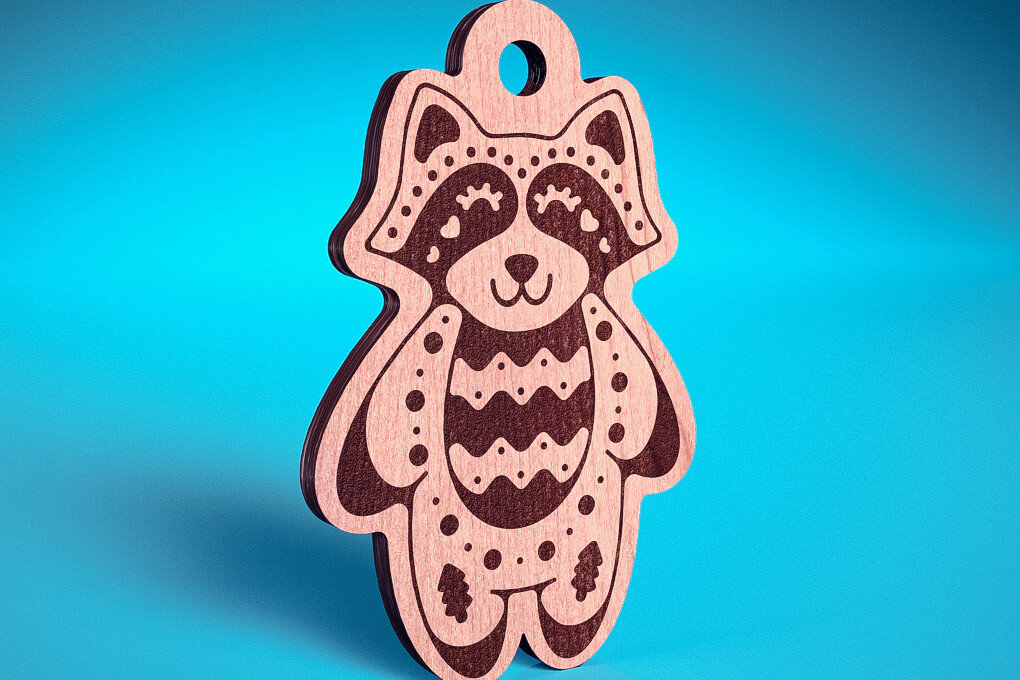 Σετ των 3 Intra απο ξύλο plywood 3mm-4mm πάχος Χριστουγεννιάτικα στολίδια ζώων με Δίασταση 8x8 cm INTRAFABR-72091748