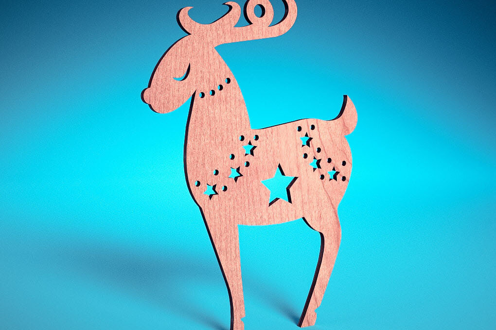 Σετ των 3 Intra απο ξύλο plywood 3mm-4mm πάχος Χριστουγεννιάτικα στολίδια ζώων με Δίασταση 8x8 cm INTRAFABR-72173455