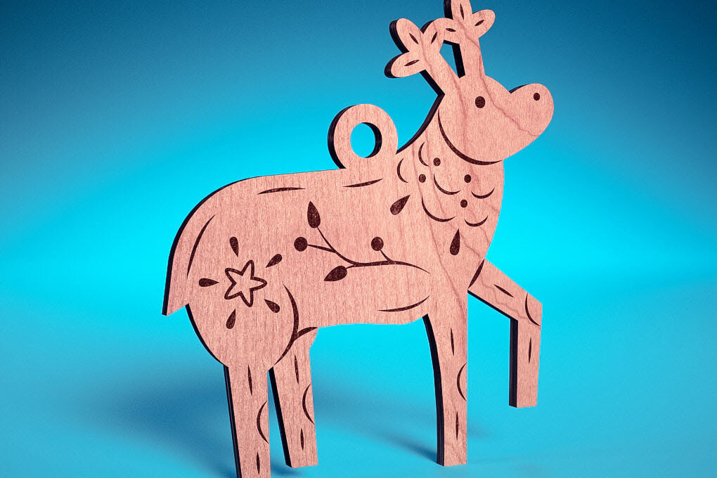 Σετ των 3 Intra απο ξύλο plywood 3mm-4mm πάχος Χριστουγεννιάτικα στολίδια ζώων με Δίασταση 8x8 cm INTRAFABR-75474483