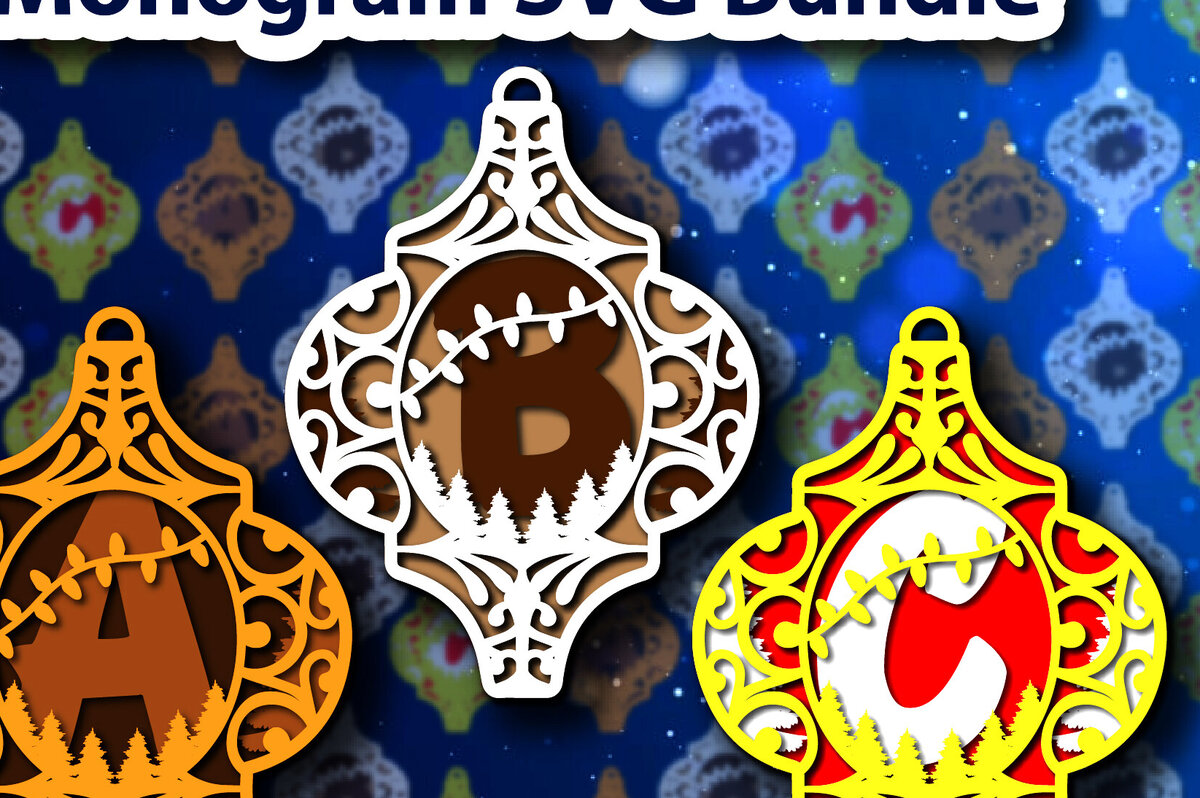 Σετ των 2 Intra απο ξύλο plywood 3mm-4mm πάχος χριστουγεννιάτικου Arabesque Monogram Δίασταση 15x15 cm INTRAFABR-85757414