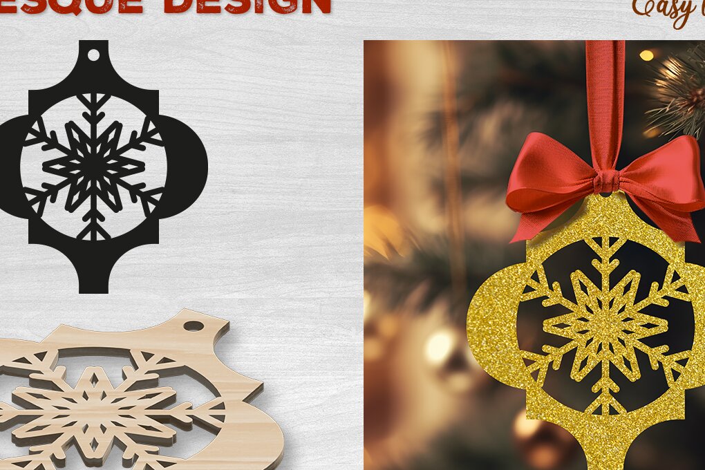 Σετ των 3 Intra απο ξύλο plywood 3mm-4mm πάχος Χριστουγεννιάτικο αραβικό στολίδι Δίασταση 4x4 cm INTRAFABR-82944699