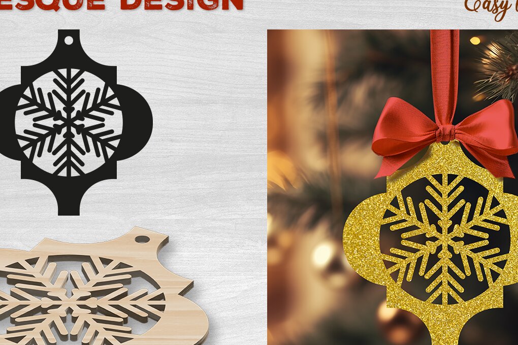 Σετ των 3 Intra απο ξύλο plywood 3mm-4mm πάχος Χριστουγεννιάτικο αραβικό στολίδι Δίασταση 4x4 cm INTRAFABR-82944772