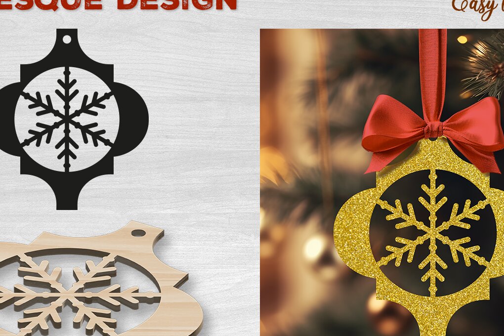 Σετ των 3 Intra απο ξύλο plywood 3mm-4mm πάχος Χριστουγεννιάτικο αραβικό στολίδι Δίασταση 4x4 cm INTRAFABR-82944870