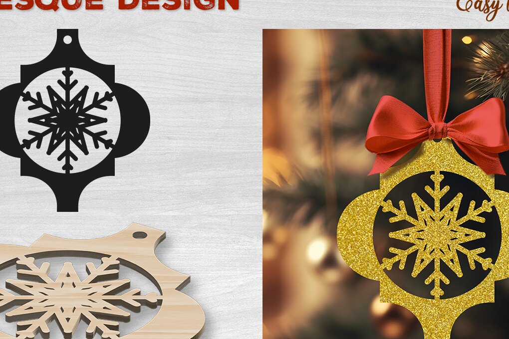 Σετ των 3 Intra απο ξύλο plywood 3mm-4mm πάχος Χριστουγεννιάτικο αραβικό στολίδι Δίασταση 4x4 cm INTRAFABR-82944071