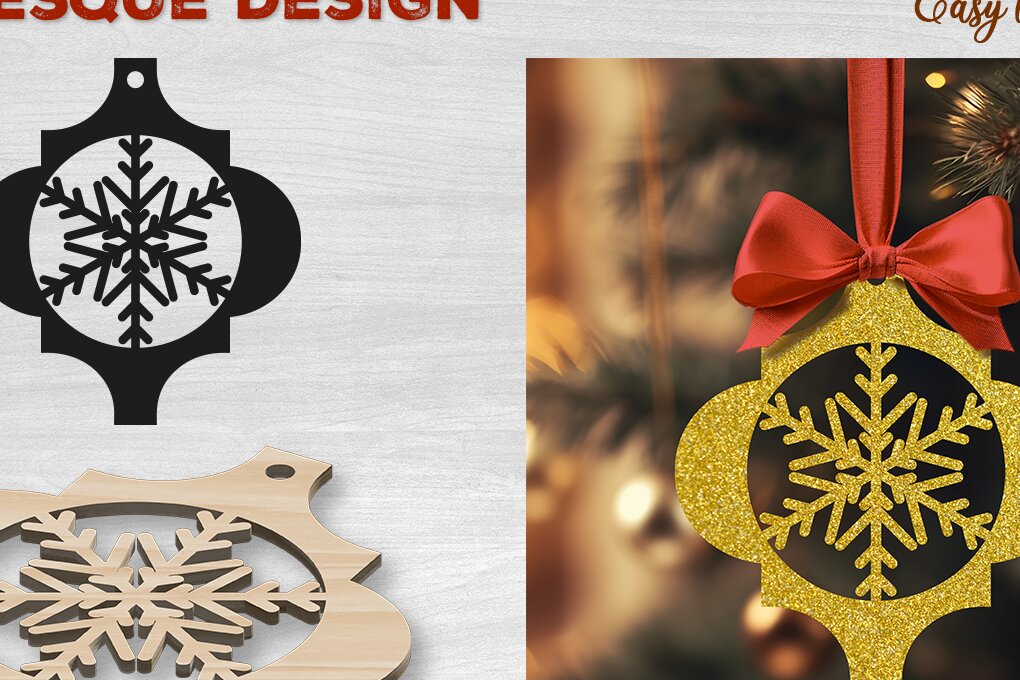 Σετ των 3 Intra απο ξύλο plywood 3mm-4mm πάχος Χριστουγεννιάτικο αραβικό στολίδι Δίασταση 4x4 cm INTRAFABR-82944173