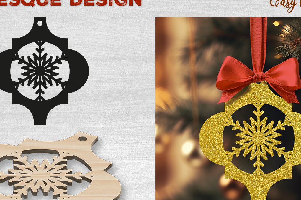 Σετ των 3 Intra απο ξύλο plywood 3mm-4mm πάχος Χριστουγεννιάτικο αραβικό στολίδι Δίασταση 4x4 cm INTRAFABR-82944324